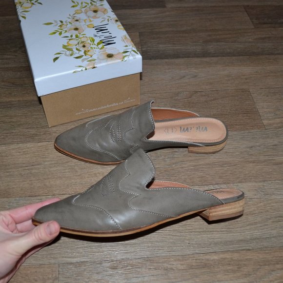 NIB Mi iM Kendrick Dark Gray Genuine Leather Pointed Toe Western Mule Size 7 - Picture 3 of 6